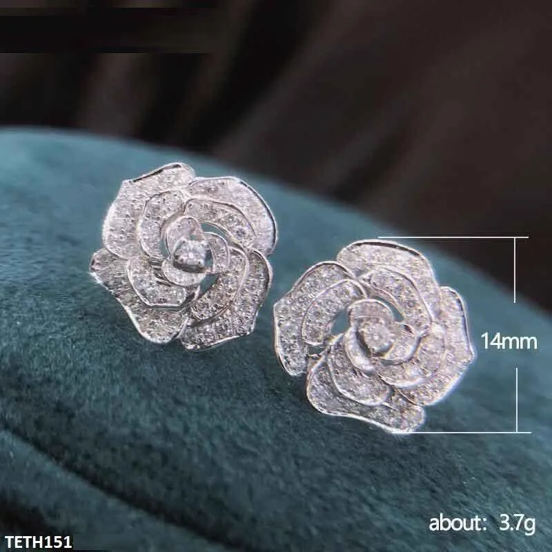 Diamond Studded Zircon Flower Tops Pair