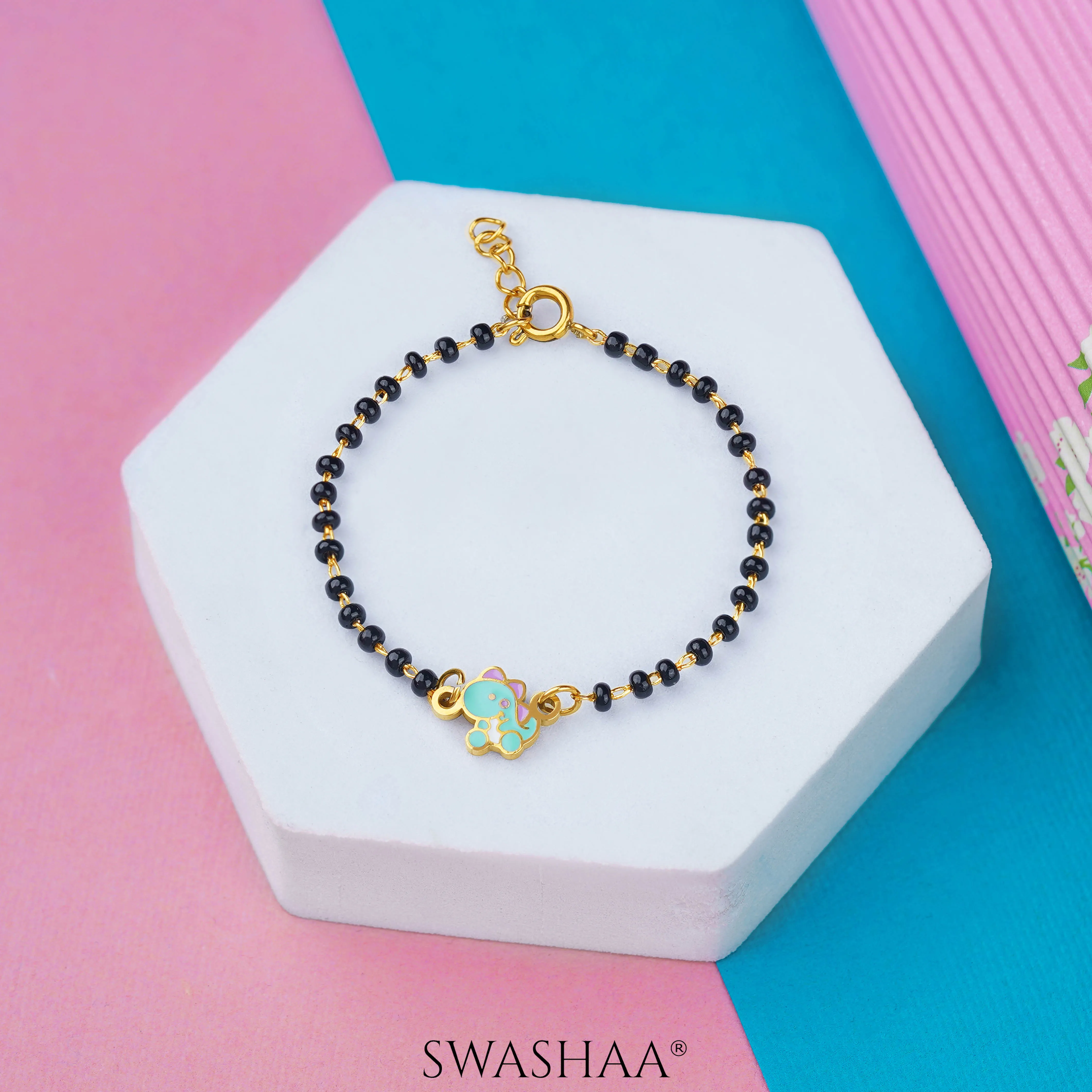 Dino Charm 18K Gold Plated Kid's Nazariya Bracelet