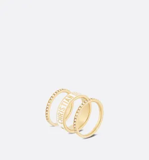 Dior Code Ring Set Gold-Finish Metal And Silver-Tone Crystals With White Lacquer