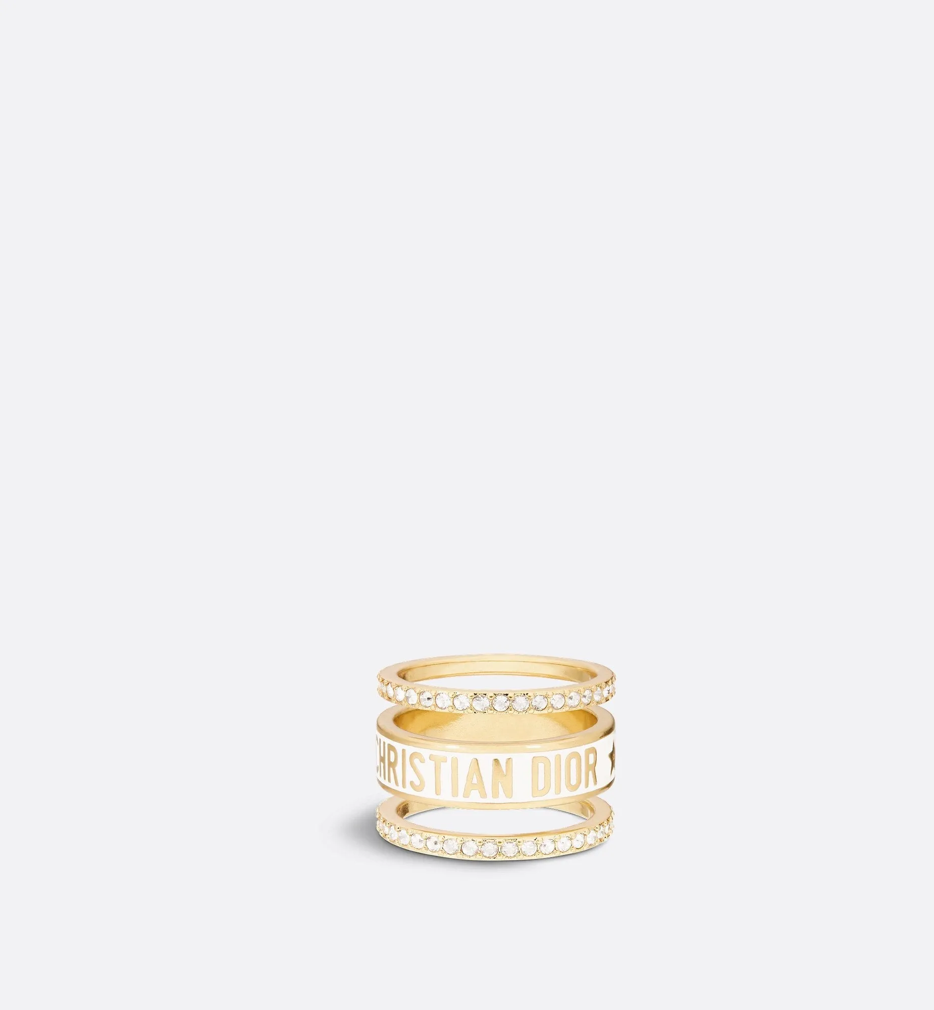 Dior Code Ring Set Gold-Finish Metal And Silver-Tone Crystals With White Lacquer