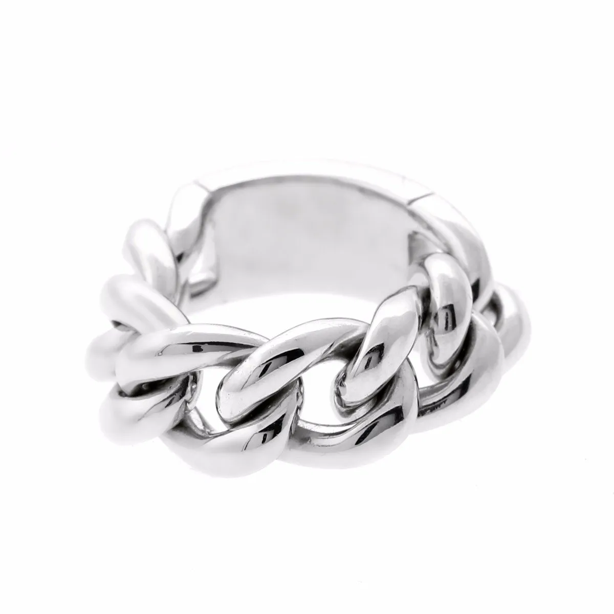 Dior White Gold Chain Gourmette Link Ring