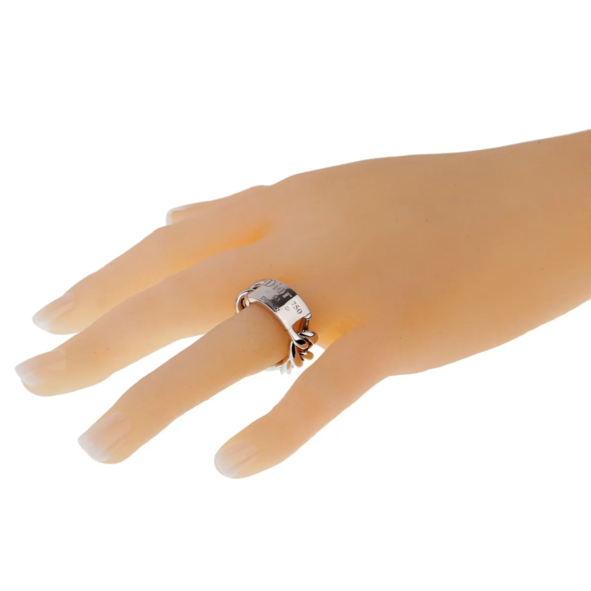Dior White Gold Chain Gourmette Link Ring