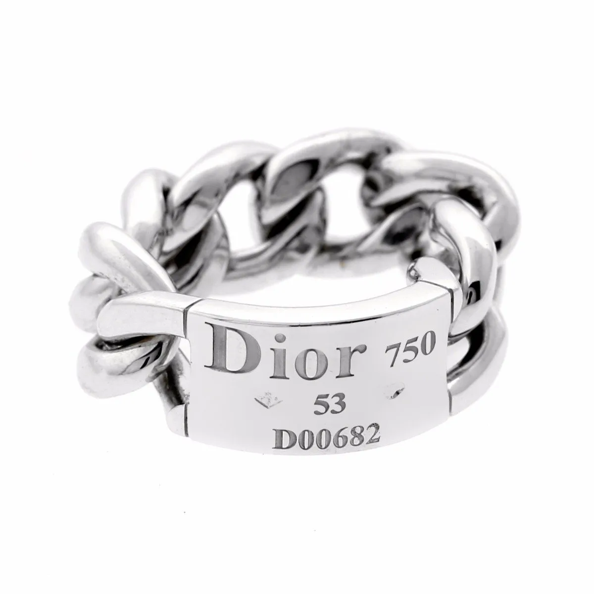 Dior White Gold Chain Gourmette Link Ring