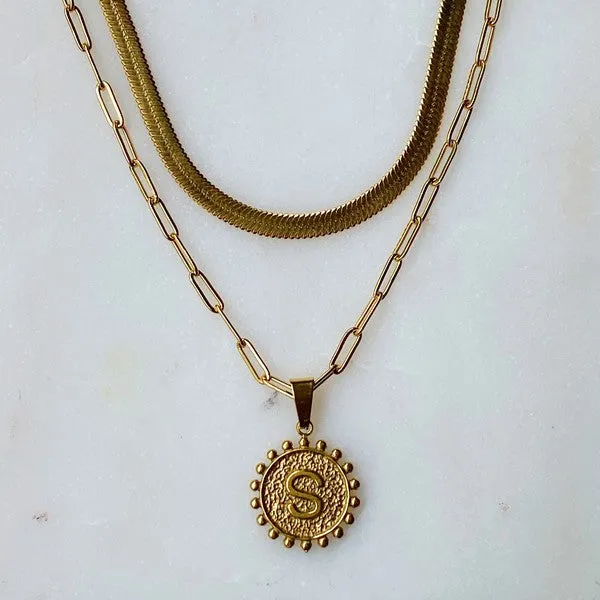 DOUBLE CHAIN INITIAL NECKLACE