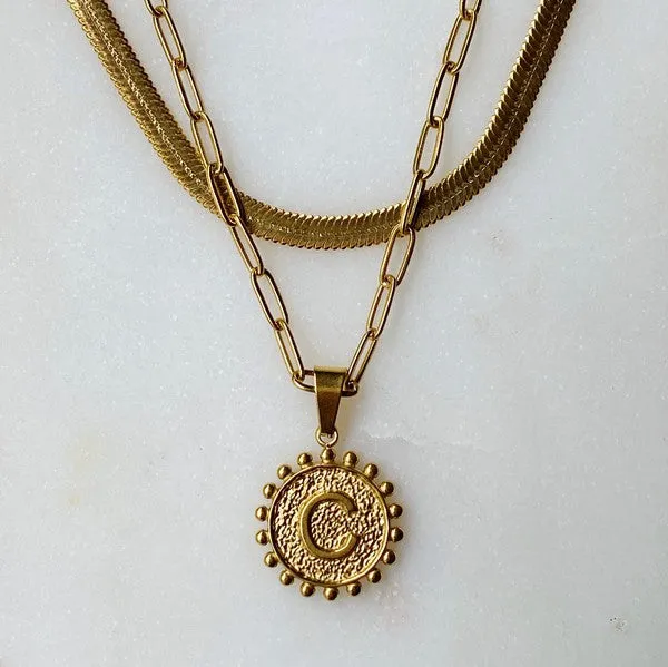 DOUBLE CHAIN INITIAL NECKLACE