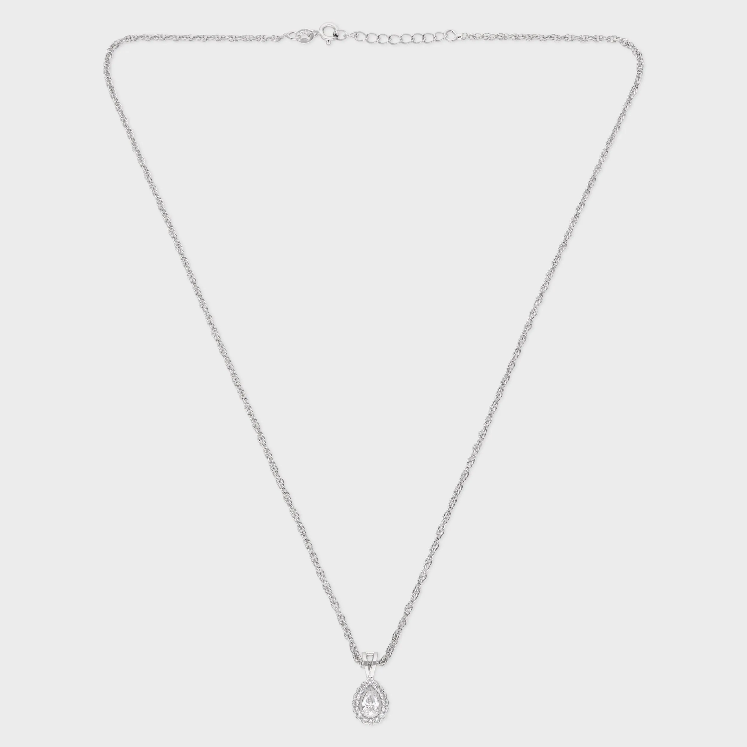 Double Halo Teardrop Pendant Necklace in Sterling Silver | 0003579381, 0021424472, 0021424465