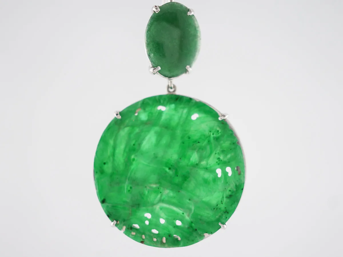 Earrings Modern Cabochon Cut Jade in 14k White Gold