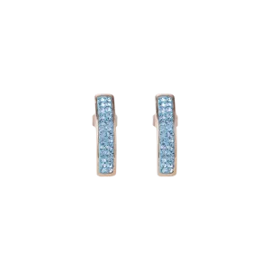 Earrings stainless steel rose gold & crystals pavé aqua