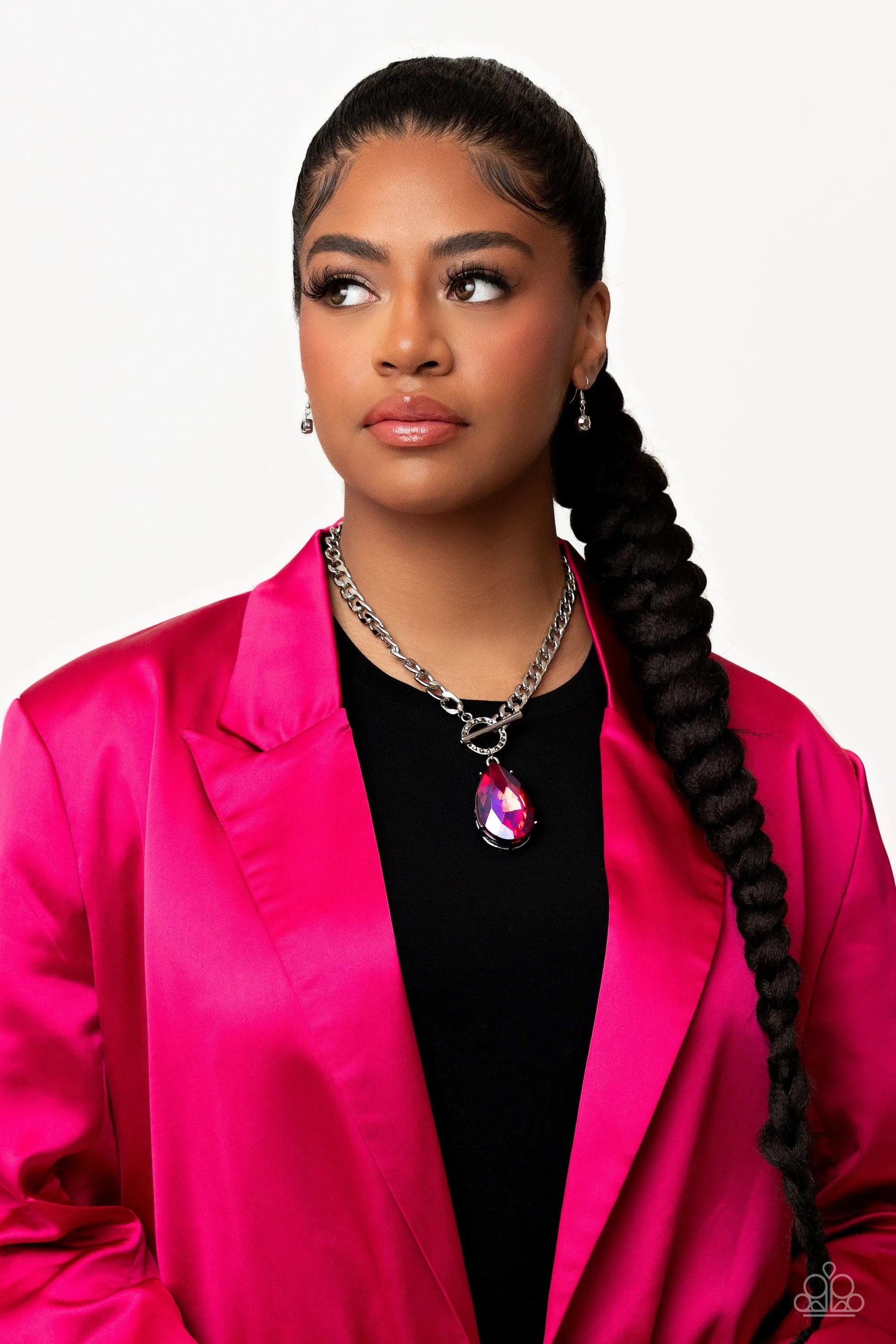 Edgy Exaggeration - Pink Necklace-Paparazzi-