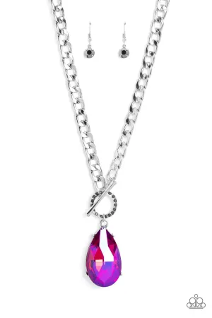 Edgy Exaggeration - Pink Necklace-Paparazzi-