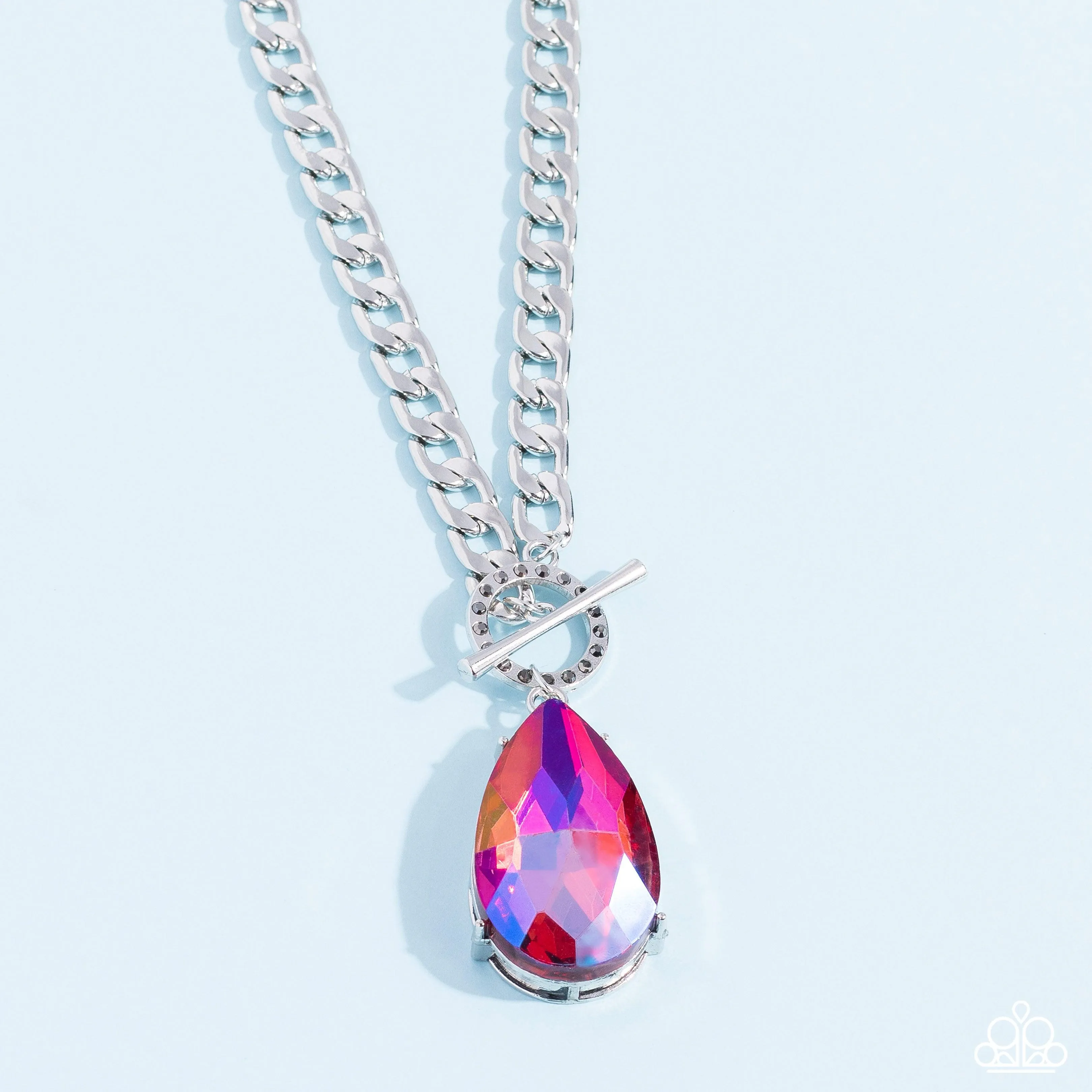 Edgy Exaggeration - Pink Necklace-Paparazzi-