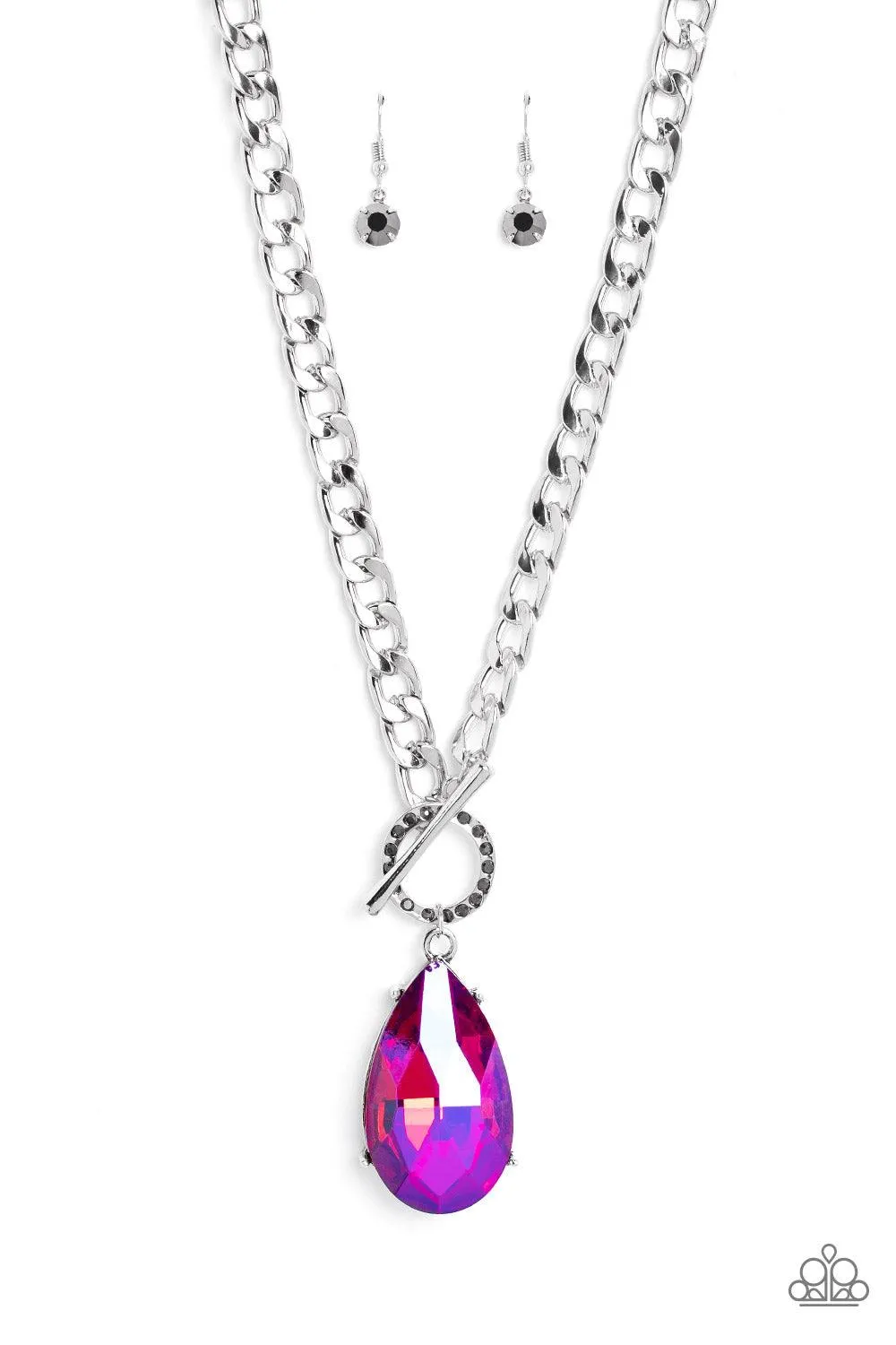 Edgy Exaggeration - Pink Necklace-Paparazzi-