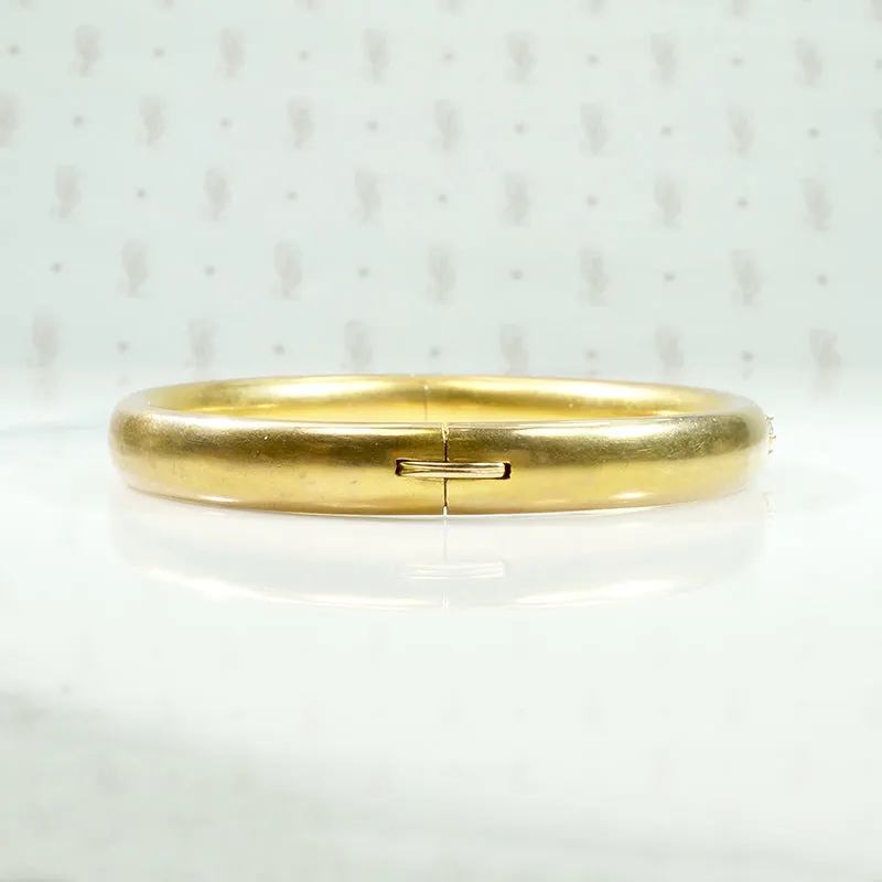 Edwardian Diamond Set Gold Hinged Bangle