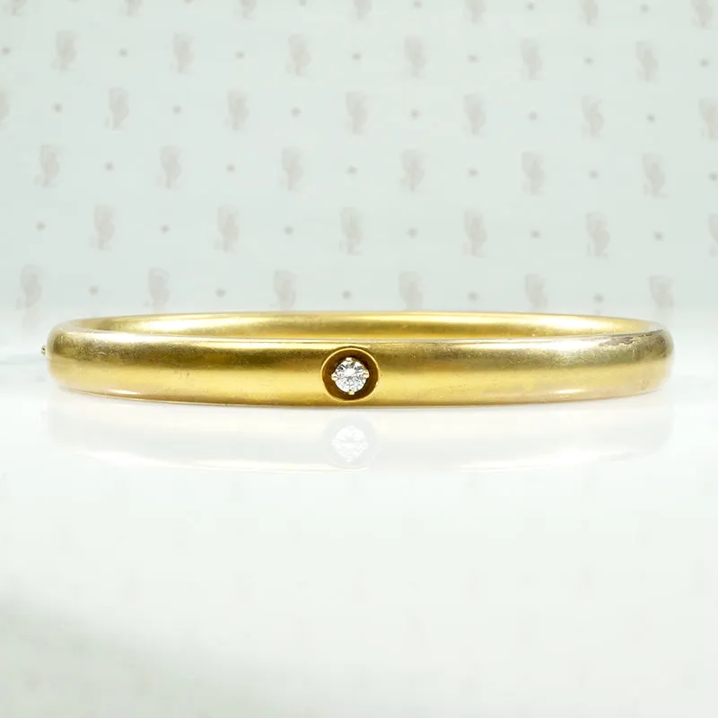 Edwardian Diamond Set Gold Hinged Bangle