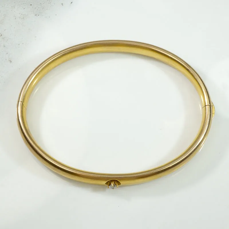 Edwardian Diamond Set Gold Hinged Bangle