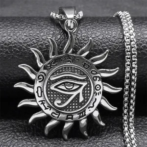 Egypt Eye of Horus Sun God Pendant Necklace for Women Men