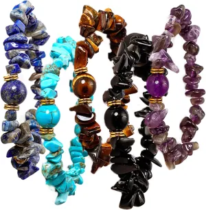 Eigso 7 Chakra Beaded Stone Healing Bracelets for Women and Men Crystal Bracelet Adjustable 10MM