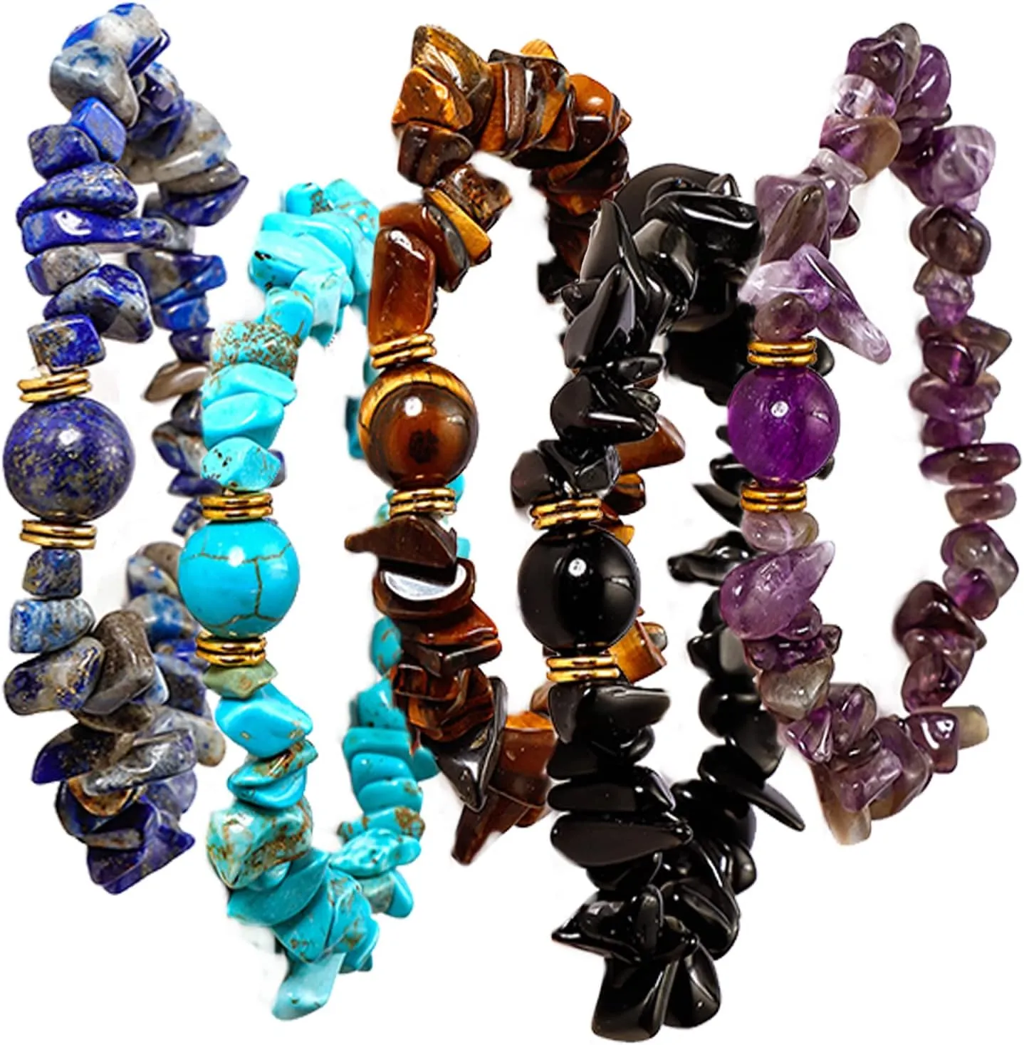 Eigso 7 Chakra Beaded Stone Healing Bracelets for Women and Men Crystal Bracelet Adjustable 10MM