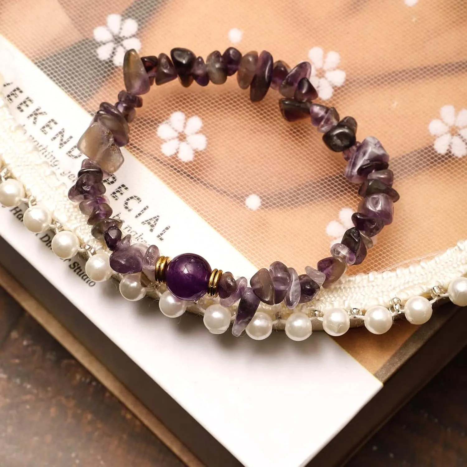 Eigso 7 Chakra Beaded Stone Healing Bracelets for Women and Men Crystal Bracelet Adjustable 10MM