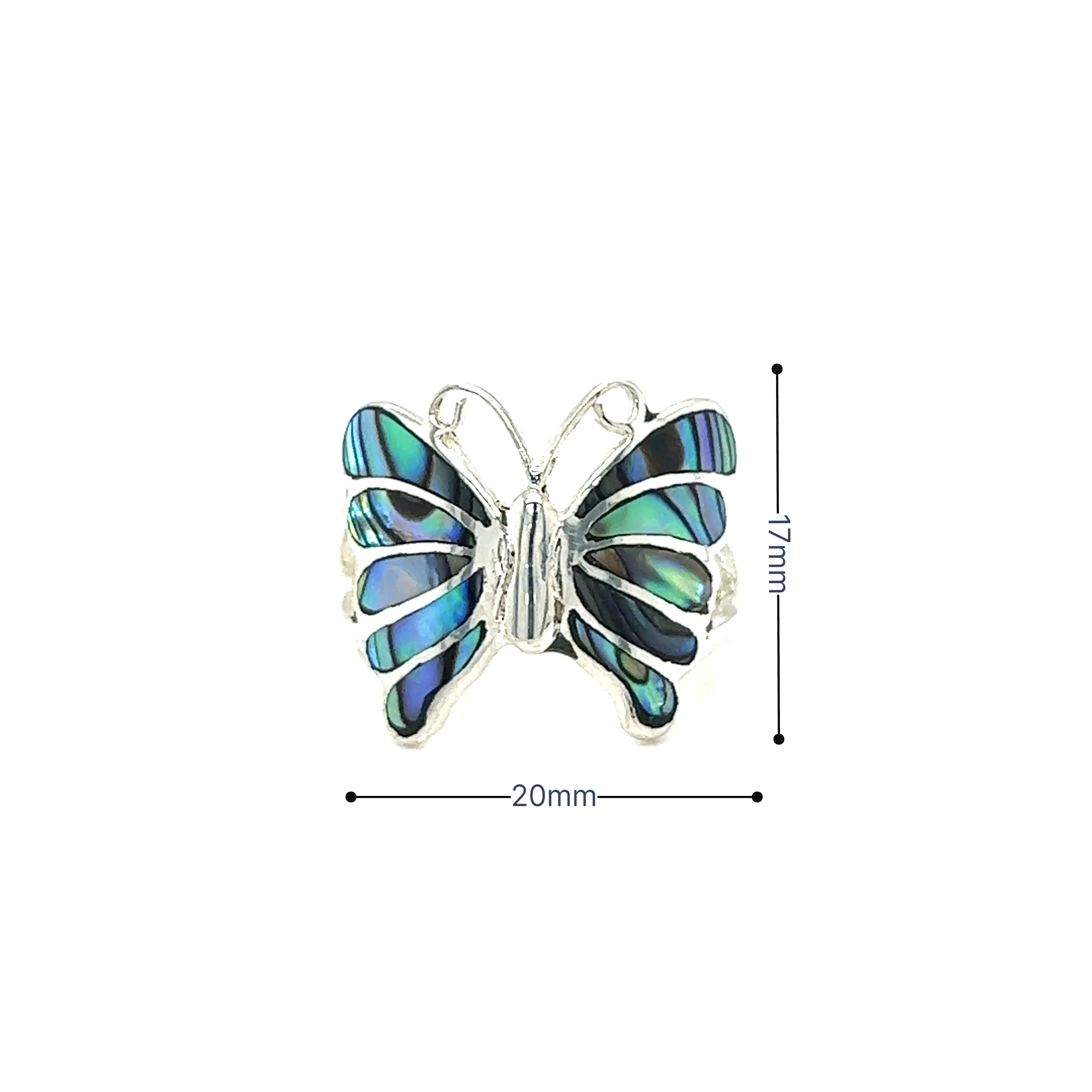 Elegant Butterfly Inlay Ring with Swirly Antennae