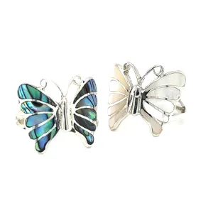 Elegant Butterfly Inlay Ring with Swirly Antennae