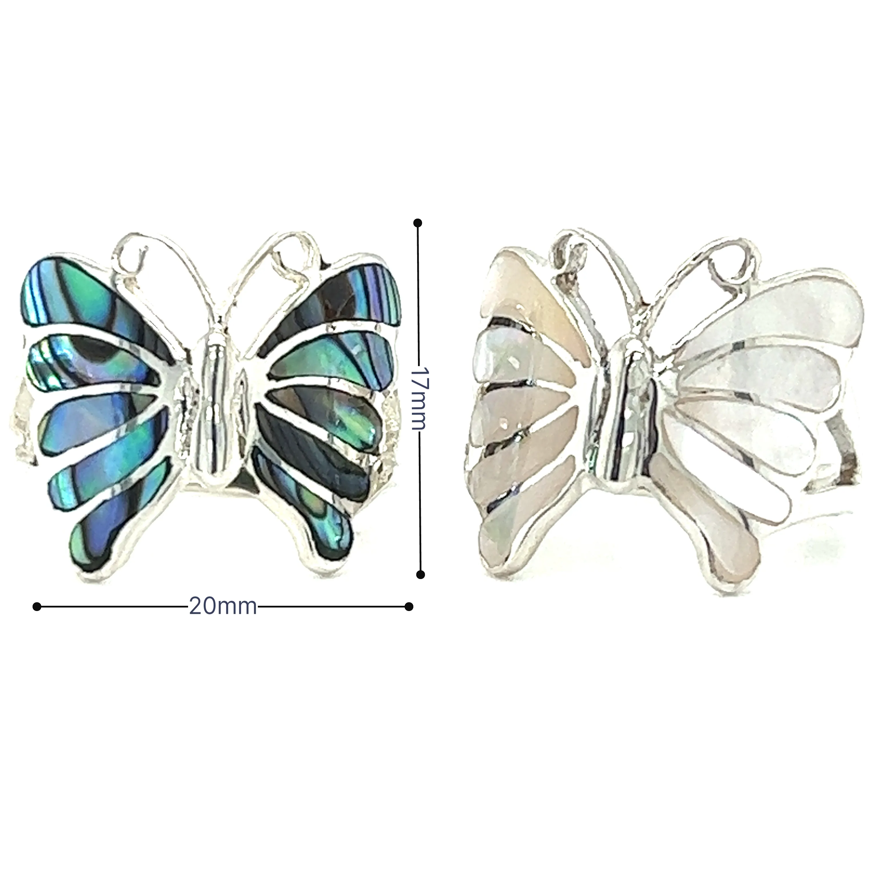 Elegant Butterfly Inlay Ring with Swirly Antennae