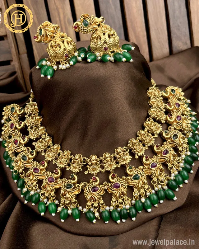 Elegant Gold Plated Designer Necklace With Earrings JH2369