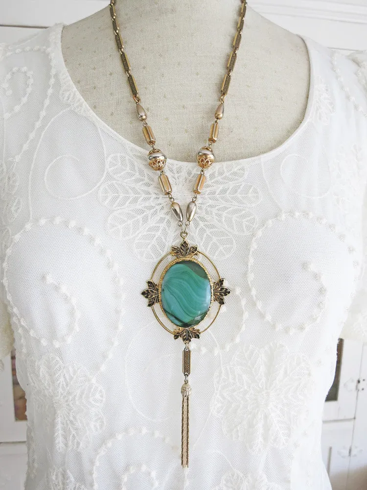 Elegant Green Tassel Necklace