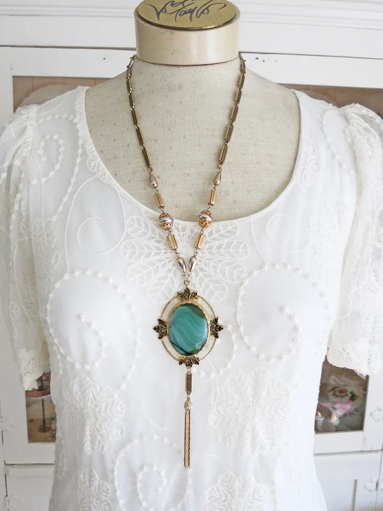 Elegant Green Tassel Necklace