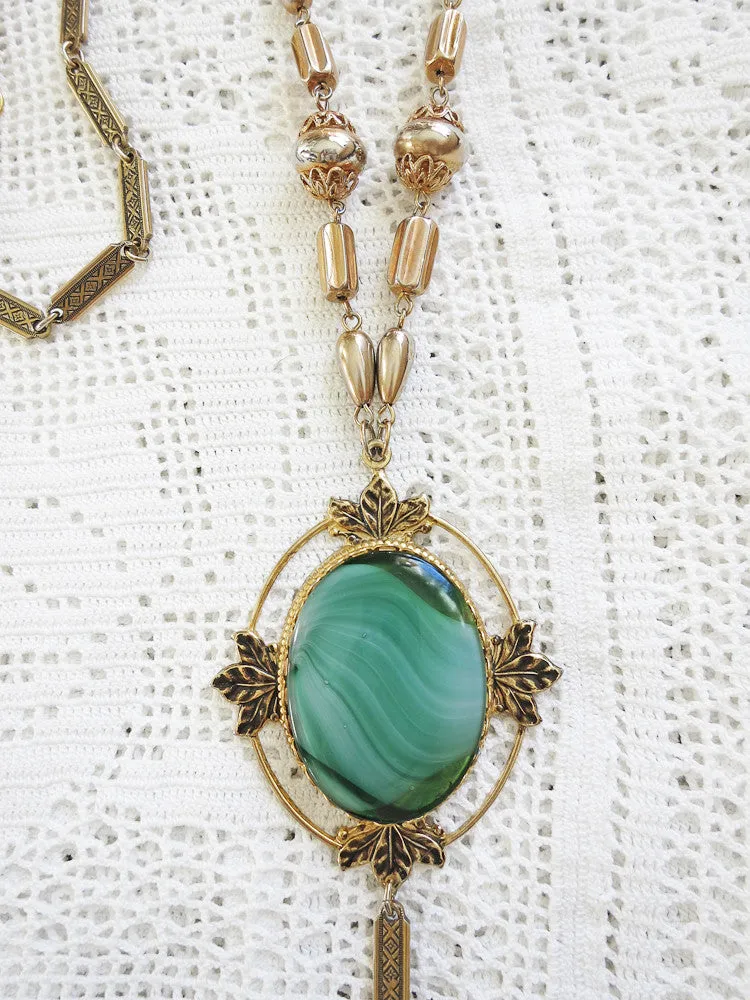 Elegant Green Tassel Necklace