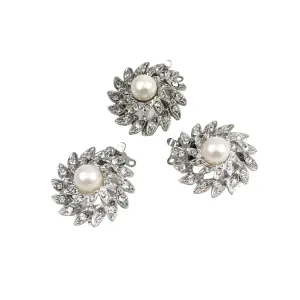 Elegant Pearl & Rhinestone Silver Clasps