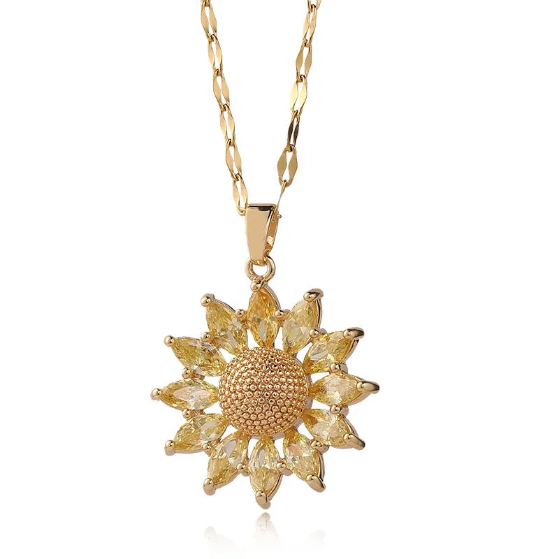 Elegant Sunflower Pendant Necklace
