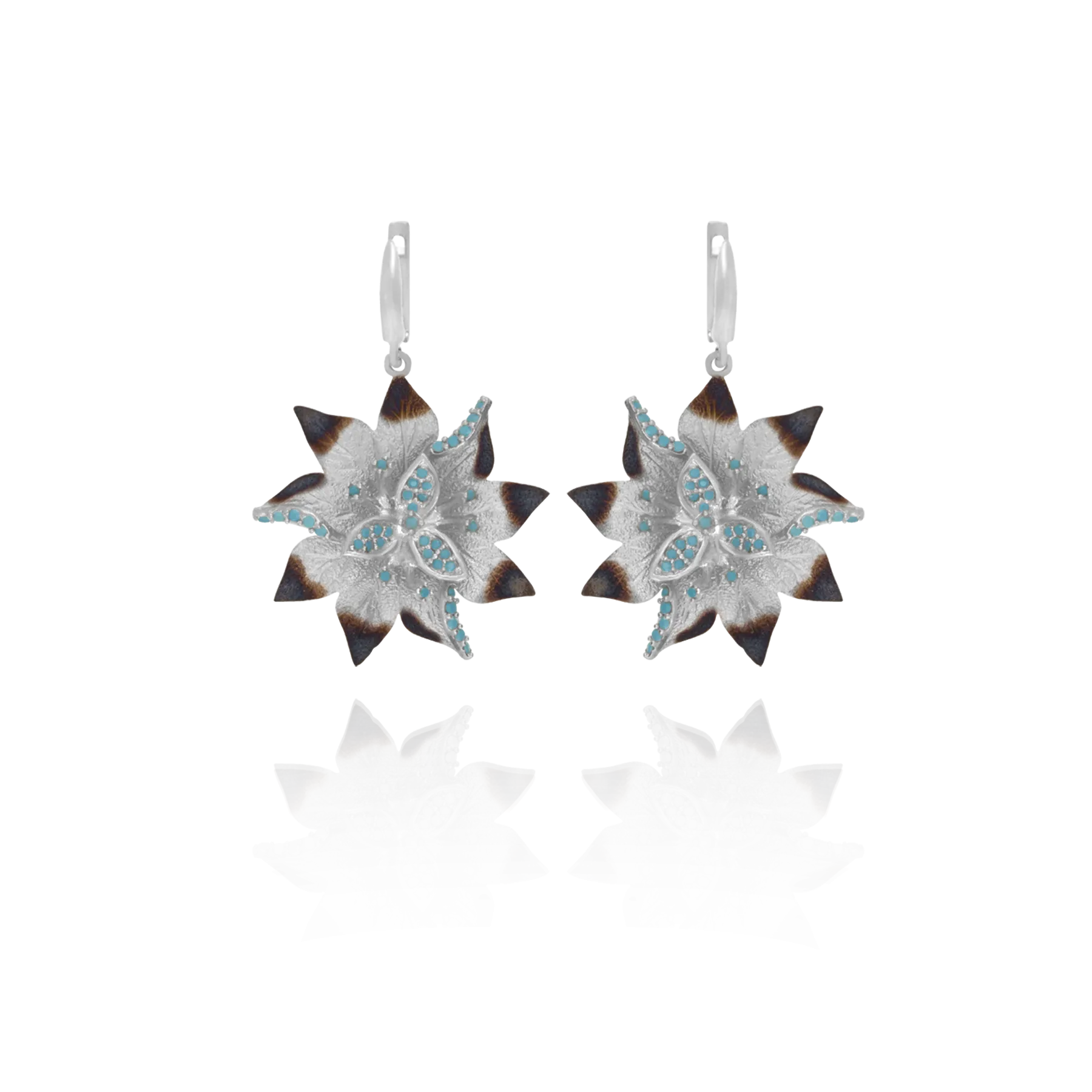 Ember Desert Flower with Sparkling Blue Accents Earrings