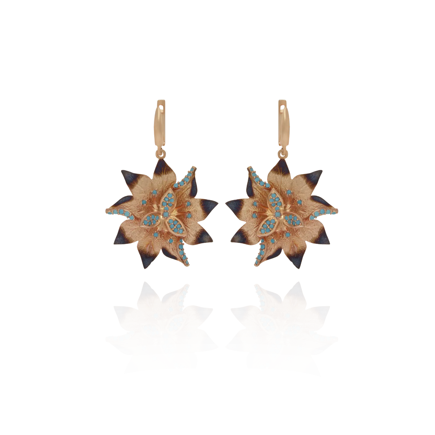 Ember Desert Flower with Sparkling Blue Accents Earrings
