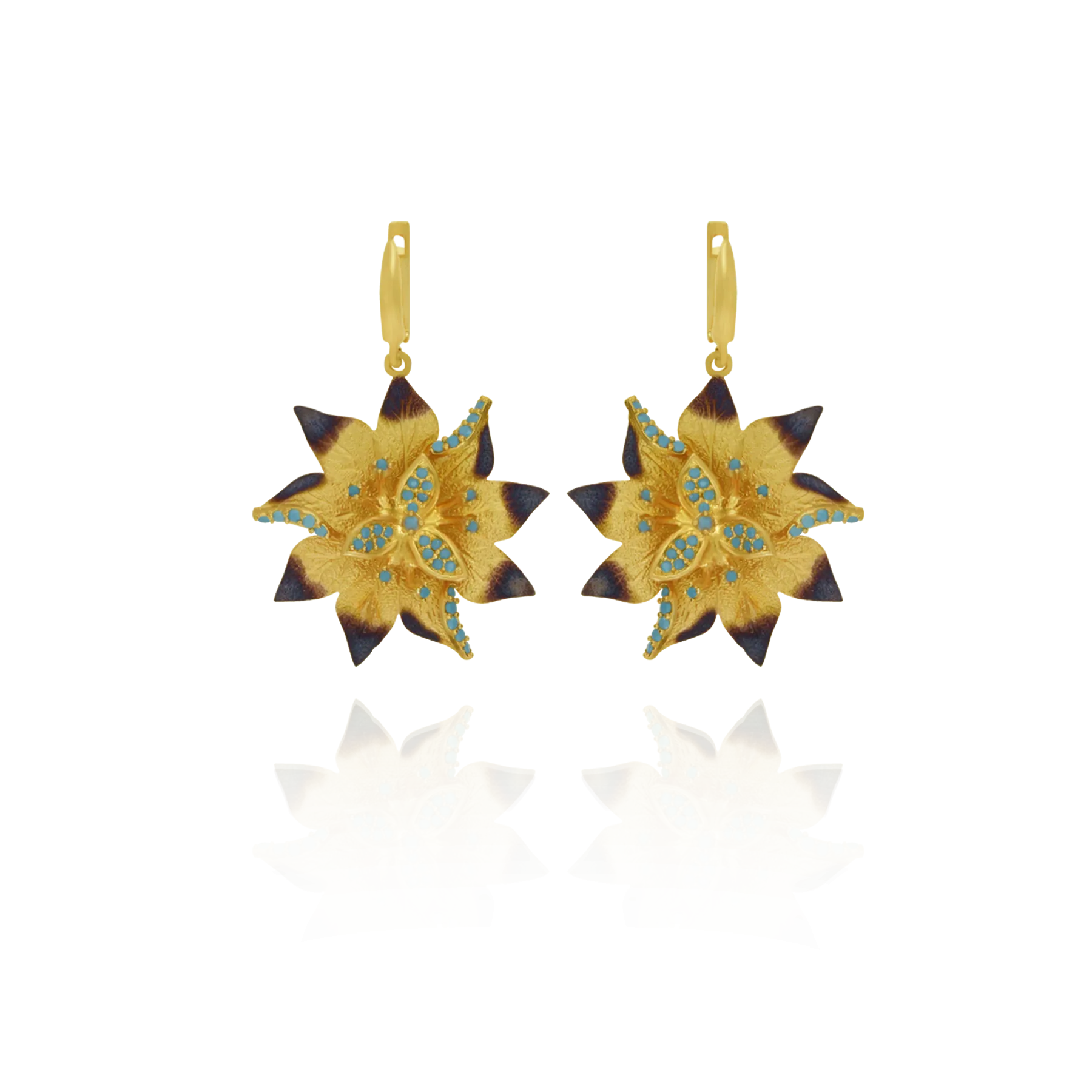 Ember Desert Flower with Sparkling Blue Accents Earrings