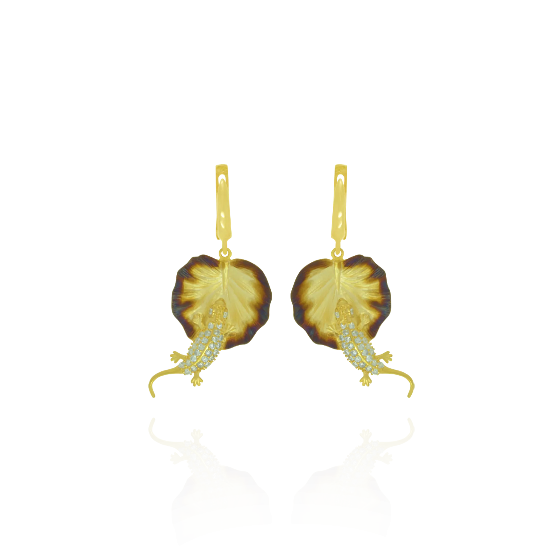 Ember Leaf with Sparkling Lizard Earrings