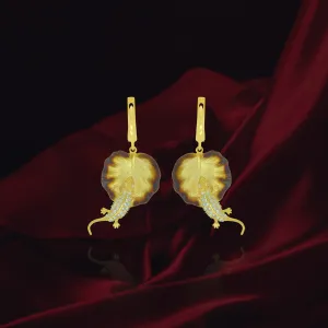 Ember Leaf with Sparkling Lizard Earrings