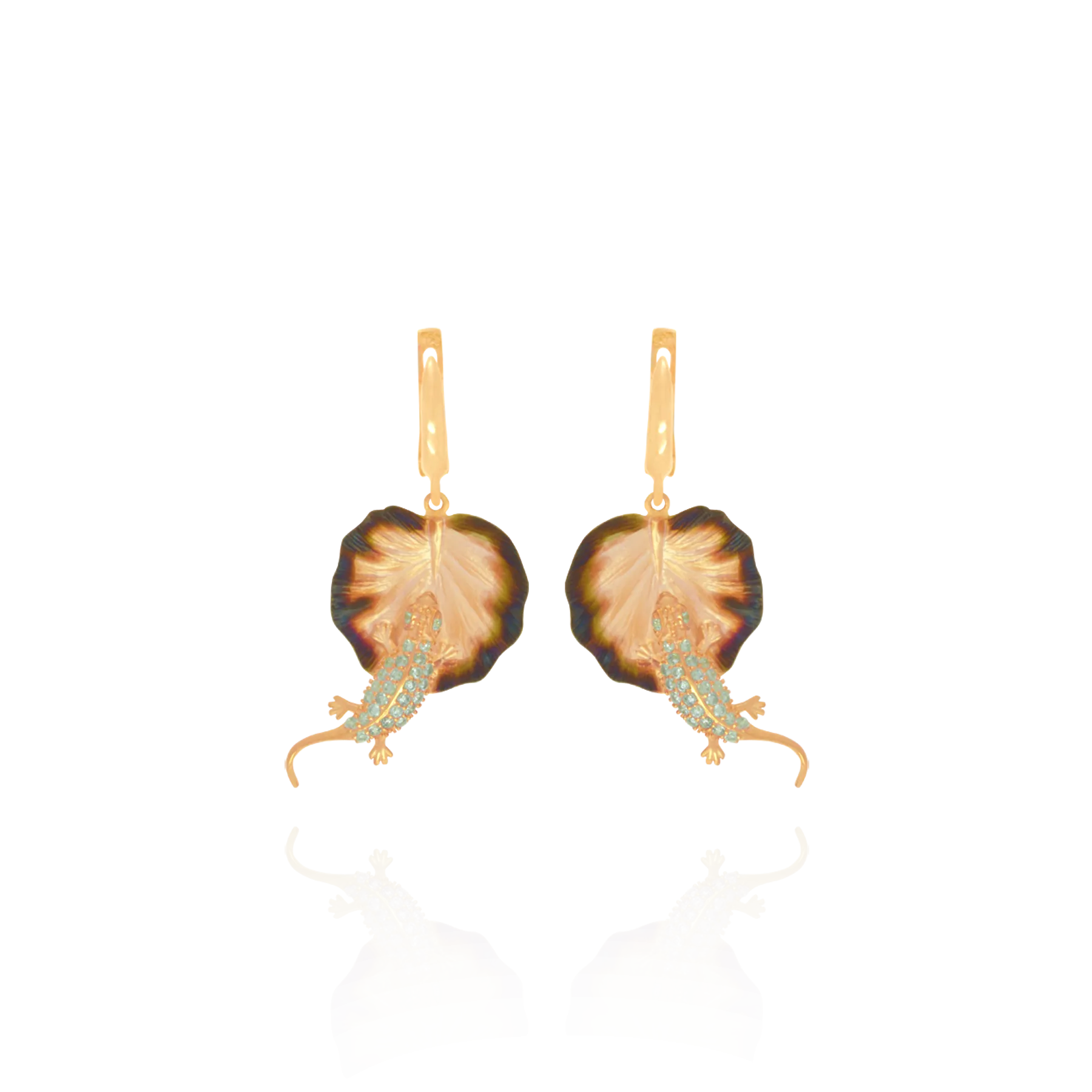 Ember Leaf with Sparkling Lizard Earrings