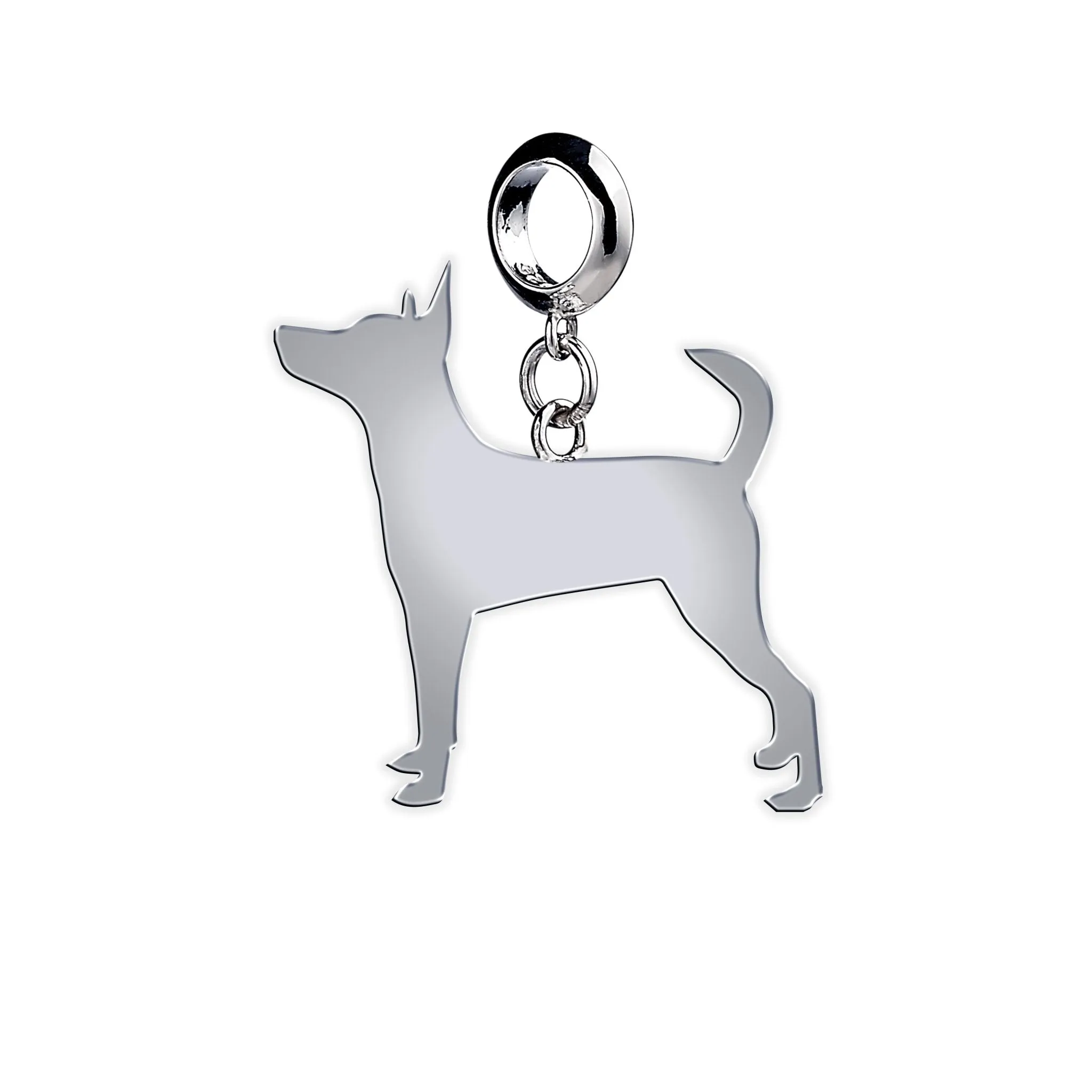 English Toy Terrier Silhouette Silver Charm