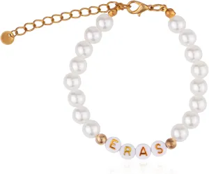 Eras Bracelets, Song Inspired Bracelets Concert Necklace Eras Jewelry Pearl Bracelets for Women Girls Fans Concerts Music Festivals