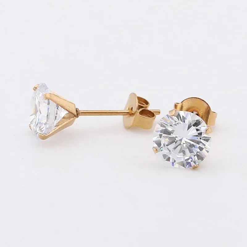 FairLadyHood 1Pair AAA CZ Shiny Wedding Stud Earrings For Women Men White Crystal Jewelry Accessories Earing Oorbellen