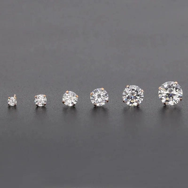 FairLadyHood 1Pair AAA CZ Shiny Wedding Stud Earrings For Women Men White Crystal Jewelry Accessories Earing Oorbellen