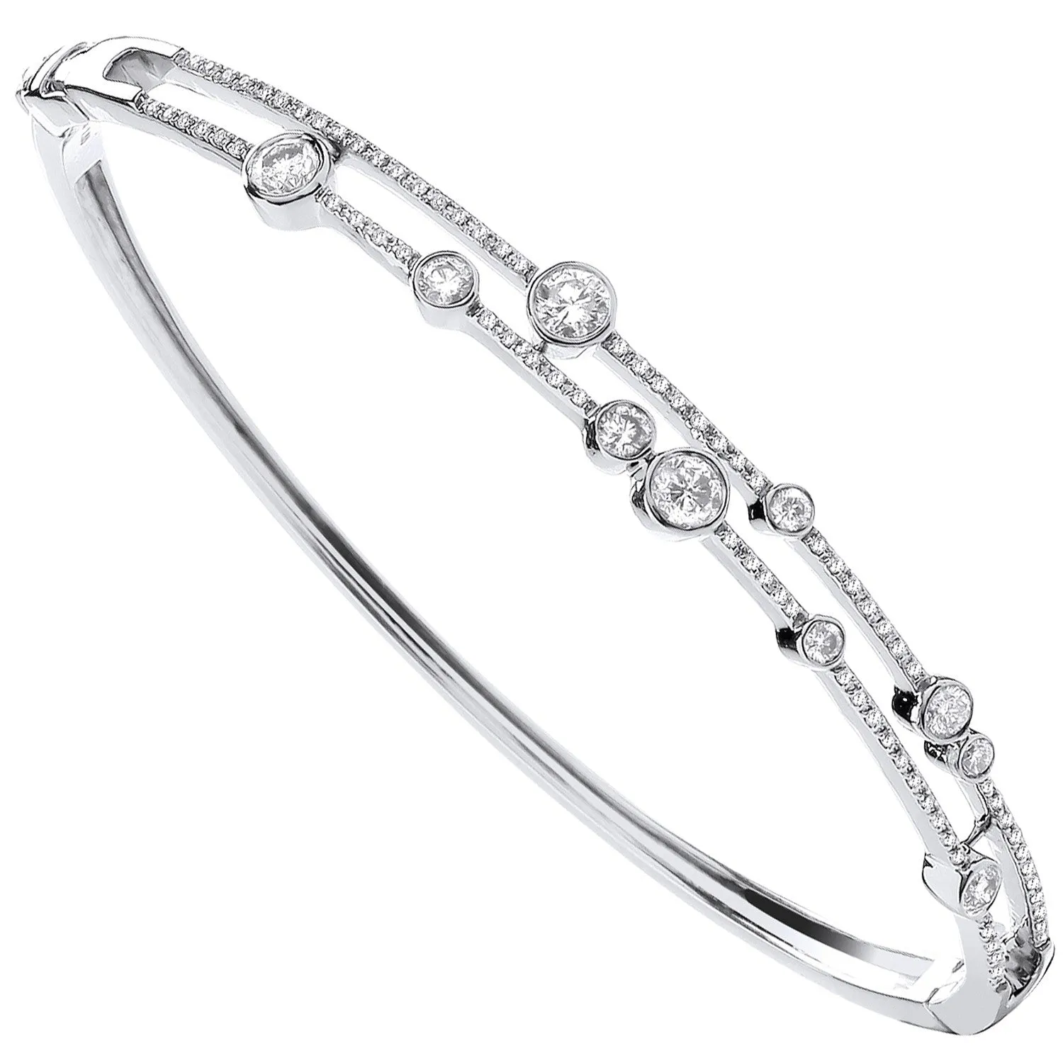 Fancy Diamond Bangle 1.00ct H-SI Quality in 18K White Gold