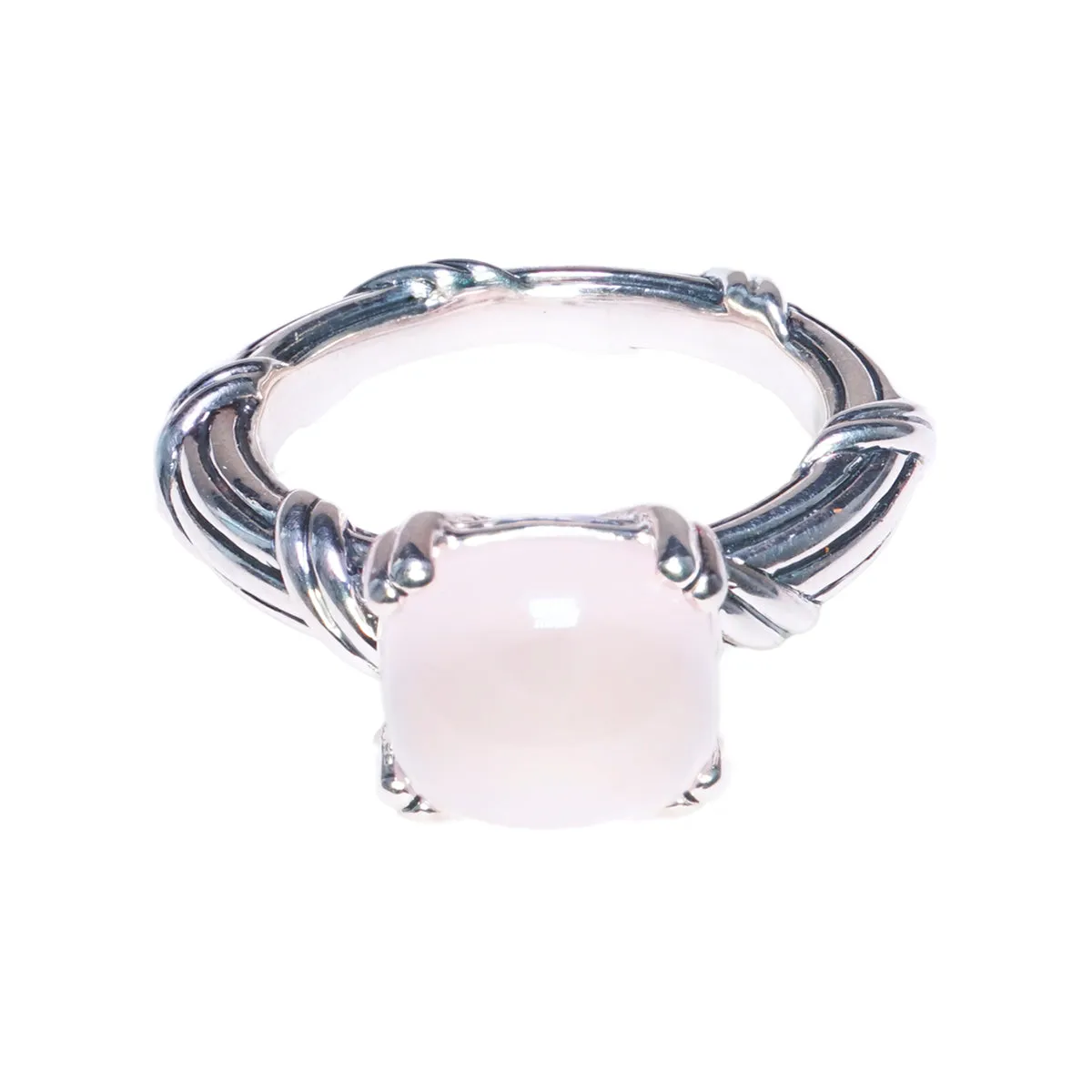 Fantasies Rose Quartz Cabochon Ring in sterling silver 10mm