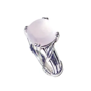 Fantasies Rose Quartz Cabochon Ring in sterling silver 10mm