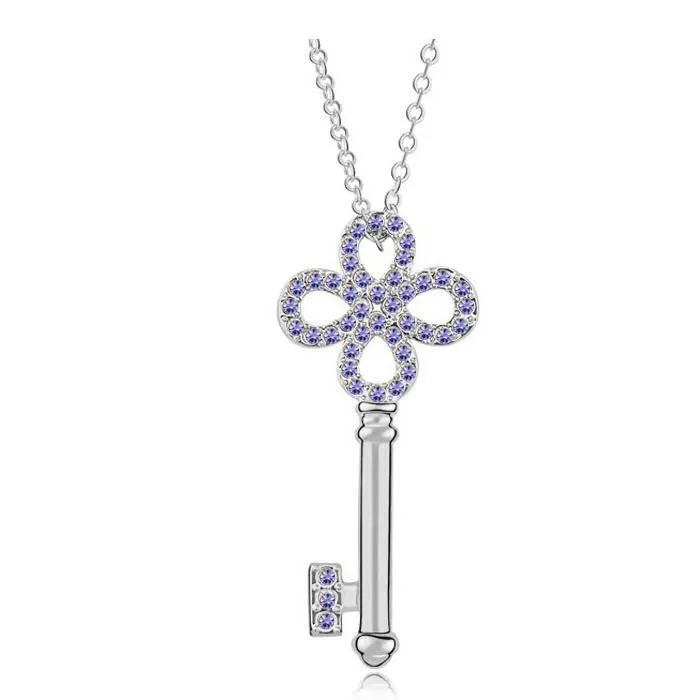 Fashion Flower Key Pendants Necklace