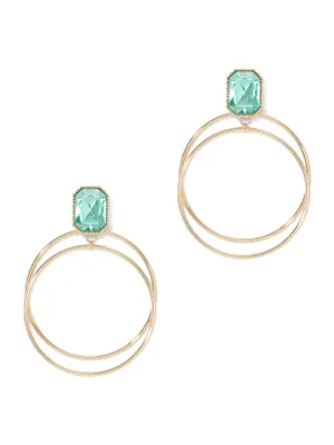 Faux-Stone Double Hoop Drop Earring