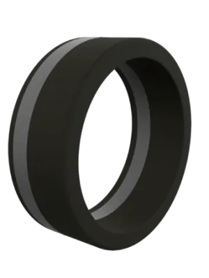FINAL SALE - QALO Men's Black Pinstripe Silicone Ring