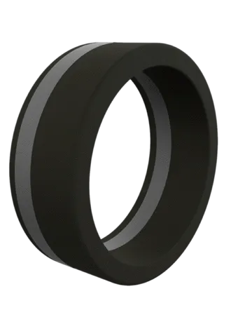 FINAL SALE - QALO Men's Black Pinstripe Silicone Ring