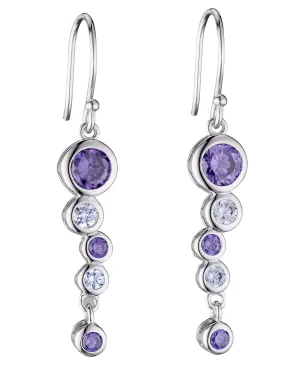 FIORELLI silver Bubble Drop Earrings With Purple CZ 32847